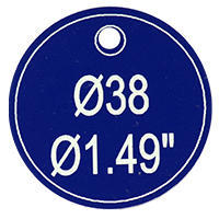 Round aluminium label, blue